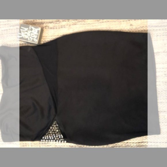 Reckless Hearts Strapless mini dress Black Punk Silver Studs and Mesh EUC Med - Picture 7 of 7